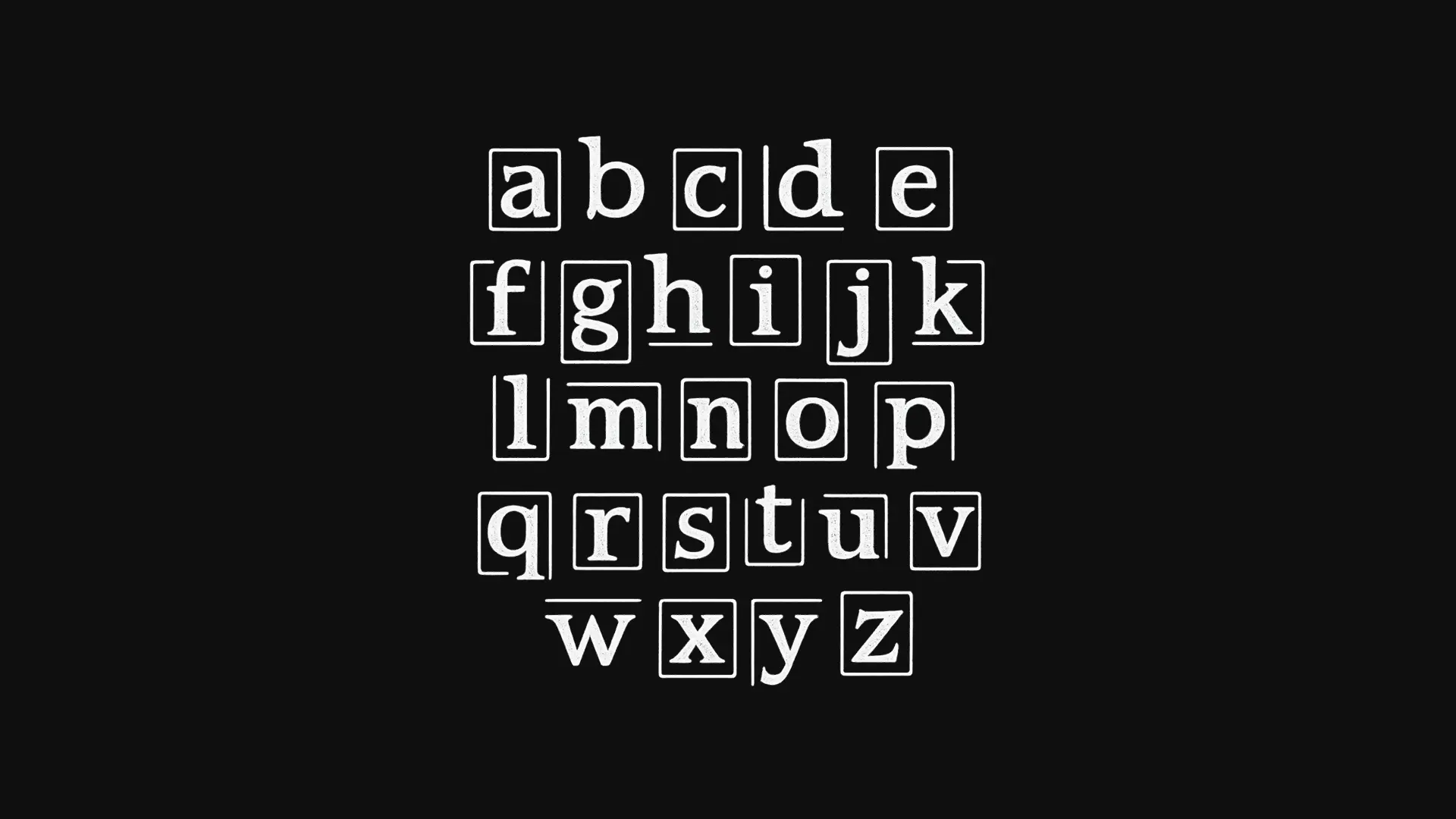 Distressed alphabet lettering in linocut style